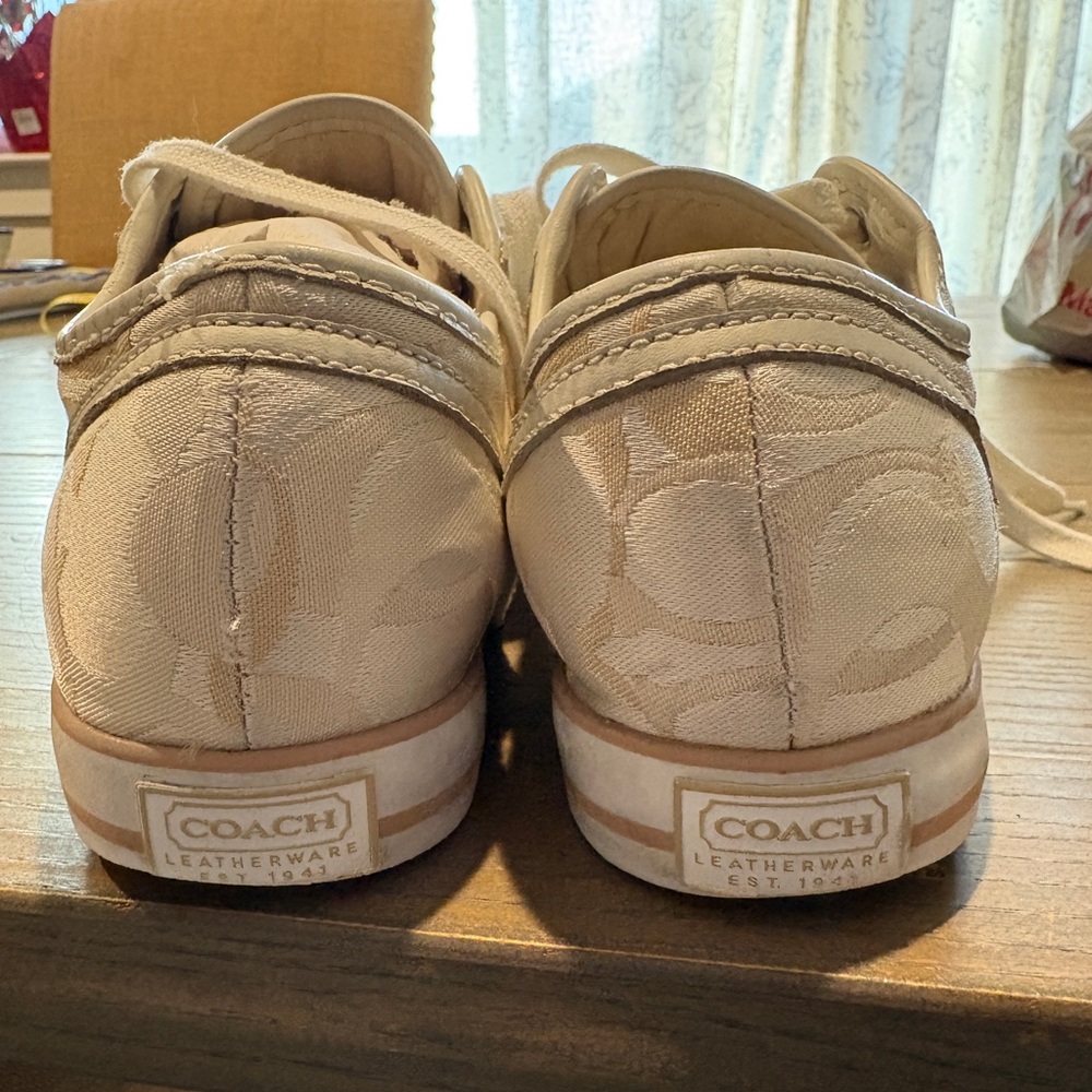 Coach Cream and Tan Patterned Sneakers - Picture 4 of 9